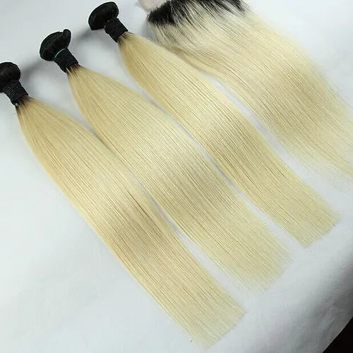613 BLONDE W/DARK ROOTS SINGLE BUNDLES