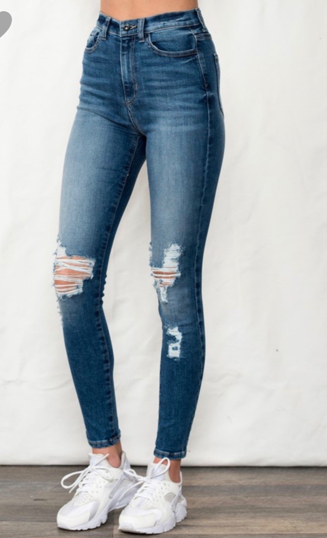 High Waisted Distressed Jeans